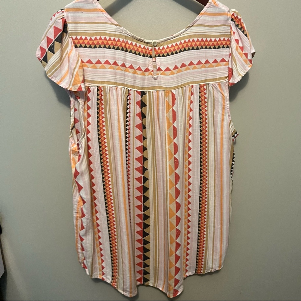 Sonoma women’s plus 1X Geometric Patterned top loose cotton blend summer - Picture 8 of 11